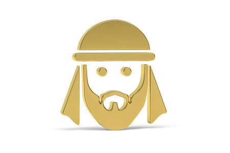 Golden 3d Arabic culture icon isolated on white background - 3d render