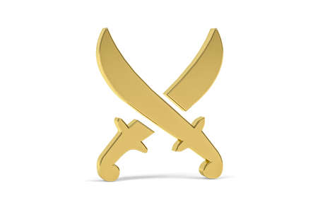 Golden 3d Arabic culture icon isolated on white background - 3d renderの写真素材