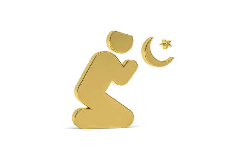 Golden 3d Arabic culture icon isolated on white background - 3d renderの写真素材