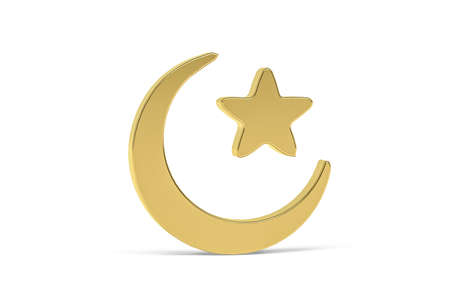 Golden 3d Arabic culture icon isolated on white background - 3d renderの写真素材