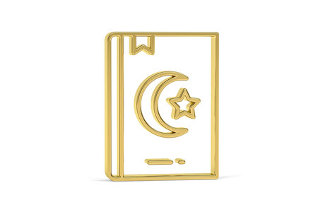 Golden 3d Arabic culture icon isolated on white background - 3d renderの写真素材