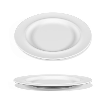 Ceramic plate mockup isolated on white background - 3d renderの写真素材