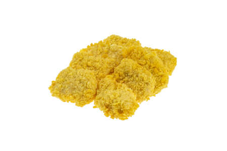 Breaded pieces of chicken breast on a white background - Packshotの写真素材