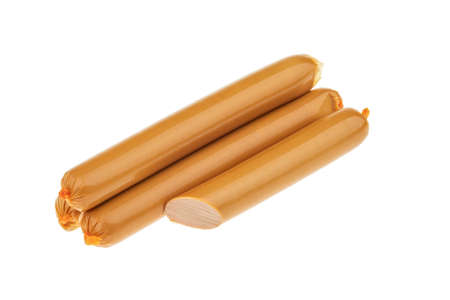 Chicken Poultry Sausages on a White Backgroundの写真素材