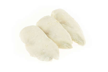 Steamed whole chicken breasts on a white background - Packshotの写真素材