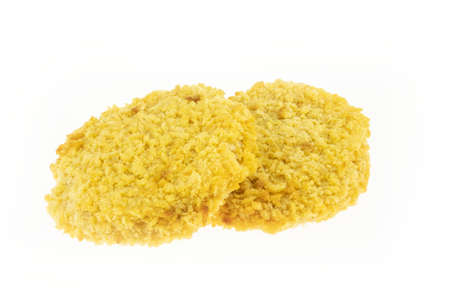 Breaded Chicken Chops on a White Background - Packshotの写真素材