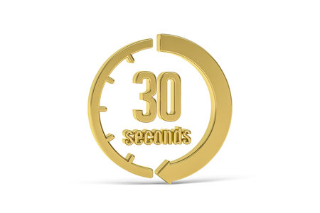 Golden 3d stopwatch icon isolated on white background - 3D render