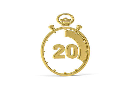 Golden 3d stopwatch icon isolated on white background - 3D renderの写真素材