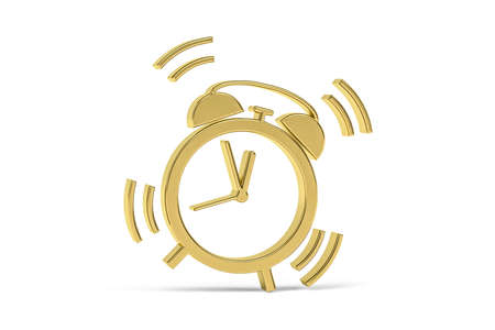 Golden 3d clock icon isolated on white background - 3D renderの写真素材