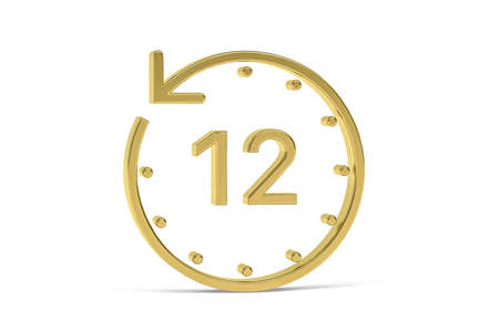 Golden 3d stopwatch icon isolated on white background - 3D renderの写真素材