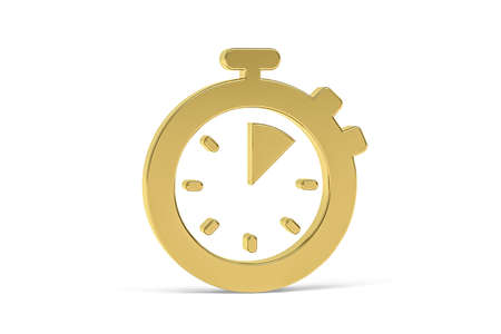 Golden 3d stopwatch icon isolated on white background - 3D renderの写真素材