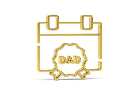 Golden 3d Happy Father's Day icon isolated on white - 3d renderの写真素材
