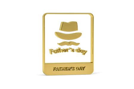 Golden 3d Happy Father's Day icon isolated on white - 3d renderの写真素材