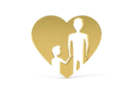 Golden 3d Happy Father's Day icon isolated on white - 3d renderの写真素材