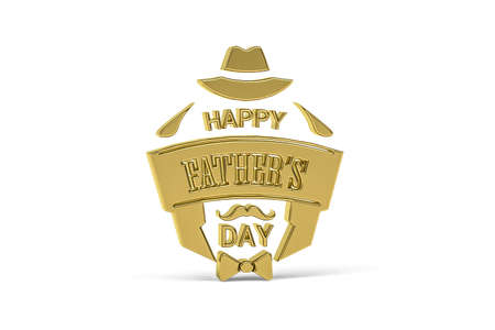 Golden 3d Happy Father's Day icon isolated on white - 3d renderの写真素材