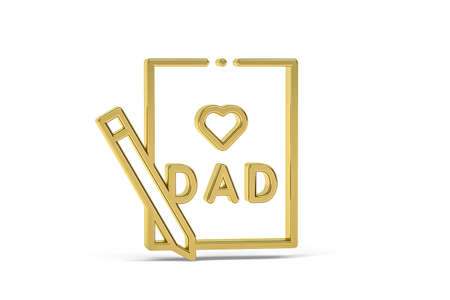 Golden 3d Happy Father's Day icon isolated on white - 3d renderの写真素材