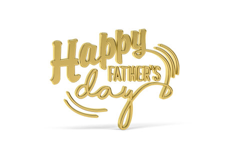 Golden 3d Happy Father's Day icon isolated on white - 3d renderの写真素材