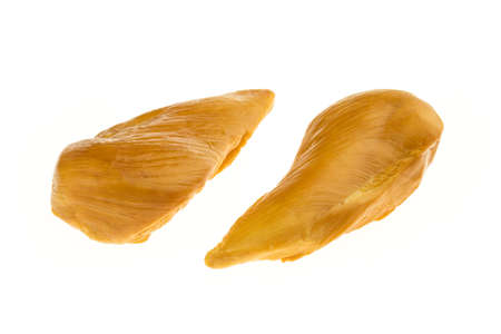 Smoked chicken breast fillet isolated on white background - Packshotの写真素材