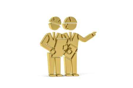 Golden 3d builder icon isolated on white background - 3d renderの写真素材