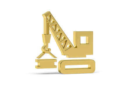 Golden 3d builder icon isolated on white background - 3d renderの写真素材