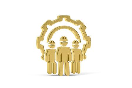 Golden 3d builder icon isolated on white background - 3d render