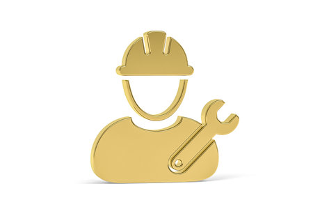 Golden 3d builder icon isolated on white background - 3d render