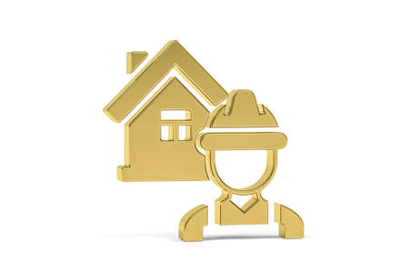 Golden 3d builder icon isolated on white background - 3d renderの写真素材