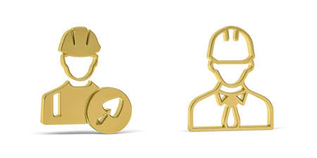 Golden 3d builder icon isolated on white background - 3d renderの写真素材