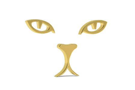 Golden 3d cat icon isolated on white background - 3d renderの写真素材