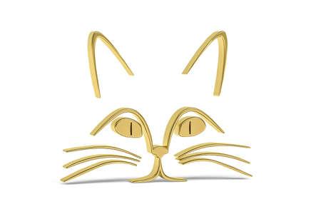 Golden 3d cat icon isolated on white background - 3d renderの写真素材