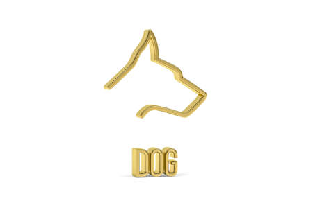 Golden 3d dog icon isolated on white background - 3d renderの写真素材