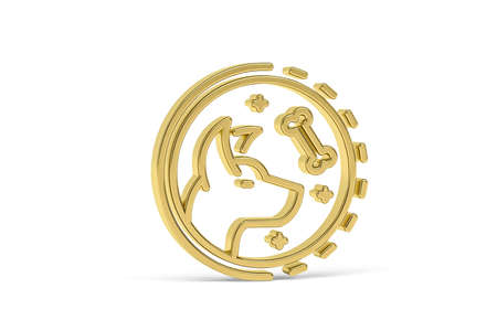Golden 3d dog icon isolated on white background - 3d renderの写真素材