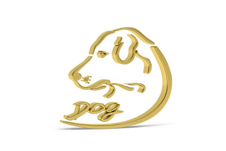 Golden 3d dog icon isolated on white background - 3d renderの写真素材