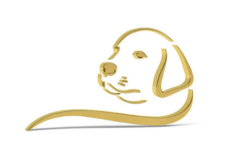 Golden 3d dog icon isolated on white background - 3d renderの写真素材