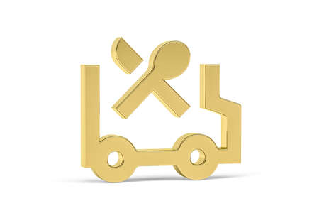 Golden 3d food track icon isolated on white background - 3d renderの写真素材