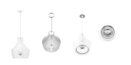 Modern ceiling lamp mockup on white background - copy space - 3D renderの写真素材