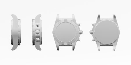 Modern stylish watch mockup isolated on white background - 3d renderの写真素材