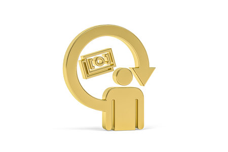 Golden 3d accounting icon isolated on white background - 3d renderの写真素材