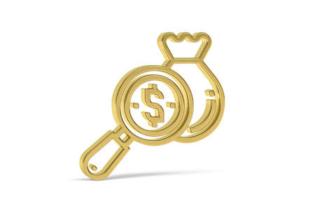 Golden 3d accounting icon isolated on white background - 3d renderの写真素材