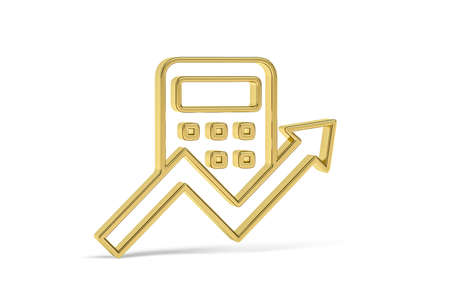 Golden 3d accounting icon isolated on white background - 3d renderの写真素材