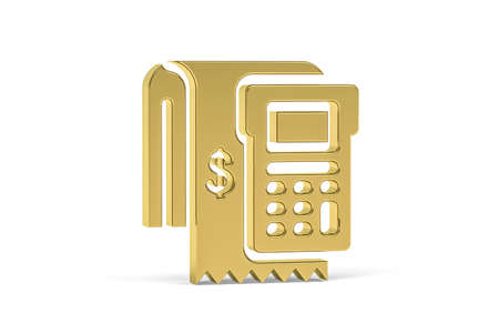 Golden 3d accounting icon isolated on white background - 3d renderの写真素材