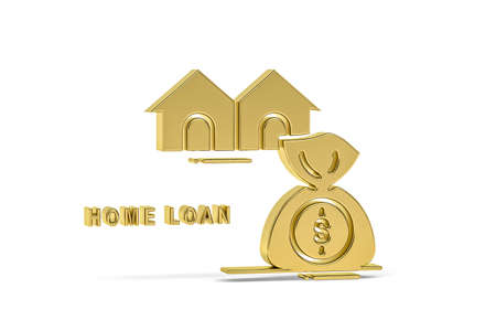 Golden 3d finance icon isolated on white background - 3d renderの写真素材