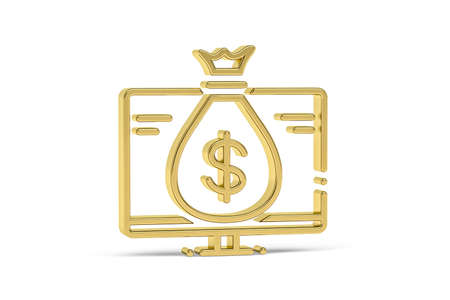 Golden 3d finance icon isolated on white background - 3d renderの写真素材