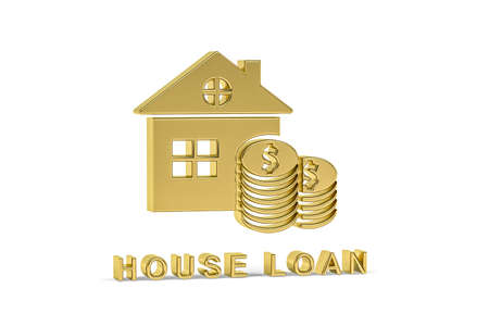 Golden 3d finance icon isolated on white background - 3d renderの写真素材