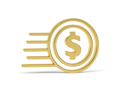 Golden 3d finance icon isolated on white background - 3d renderの写真素材