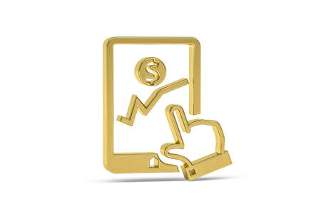 Golden 3d finance icon isolated on white background - 3d renderの写真素材