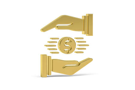 Golden 3d finance icon isolated on white background - 3d renderの写真素材