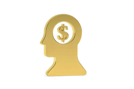 Golden 3d finance icon isolated on white background - 3d renderの写真素材