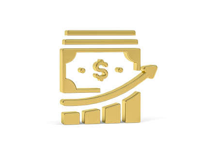 Golden 3d infographic icon isolated on white background - 3d renderの写真素材