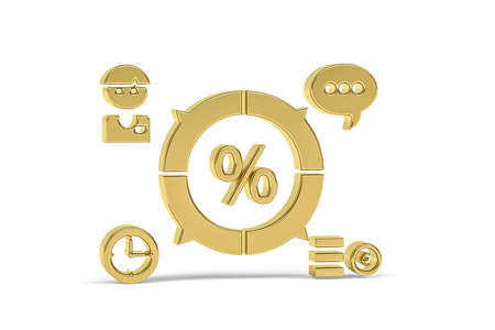 Golden 3d infographic icon isolated on white background - 3d renderの写真素材